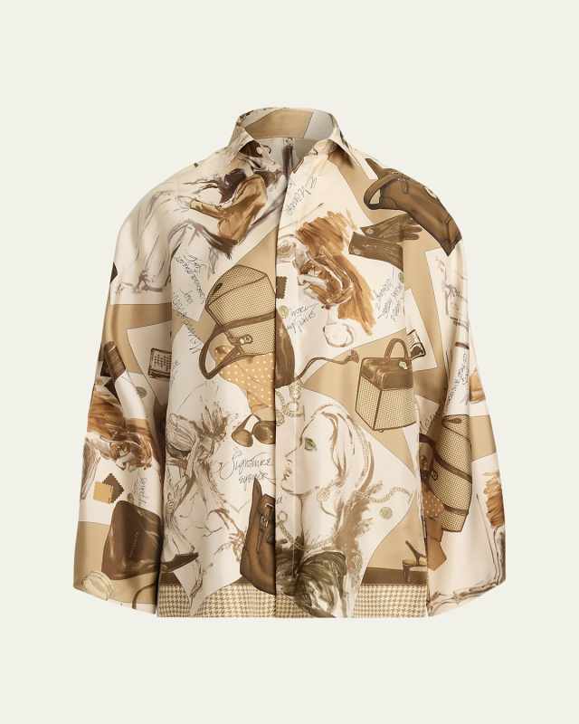 Karen Diary-Print Silk Twill Blouse